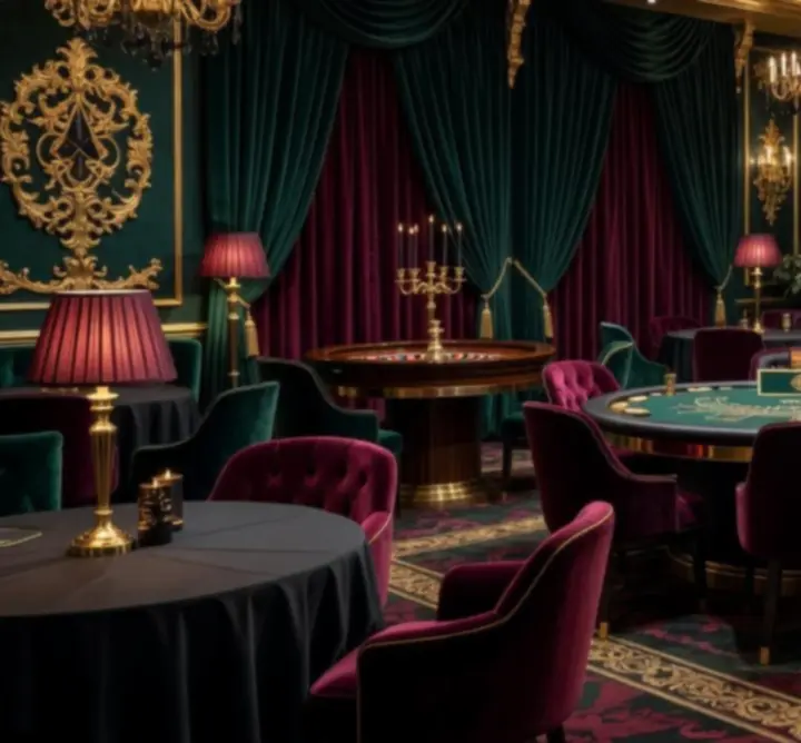 Prémium kaszinódekoráció elegáns rendezvényhelyszínen