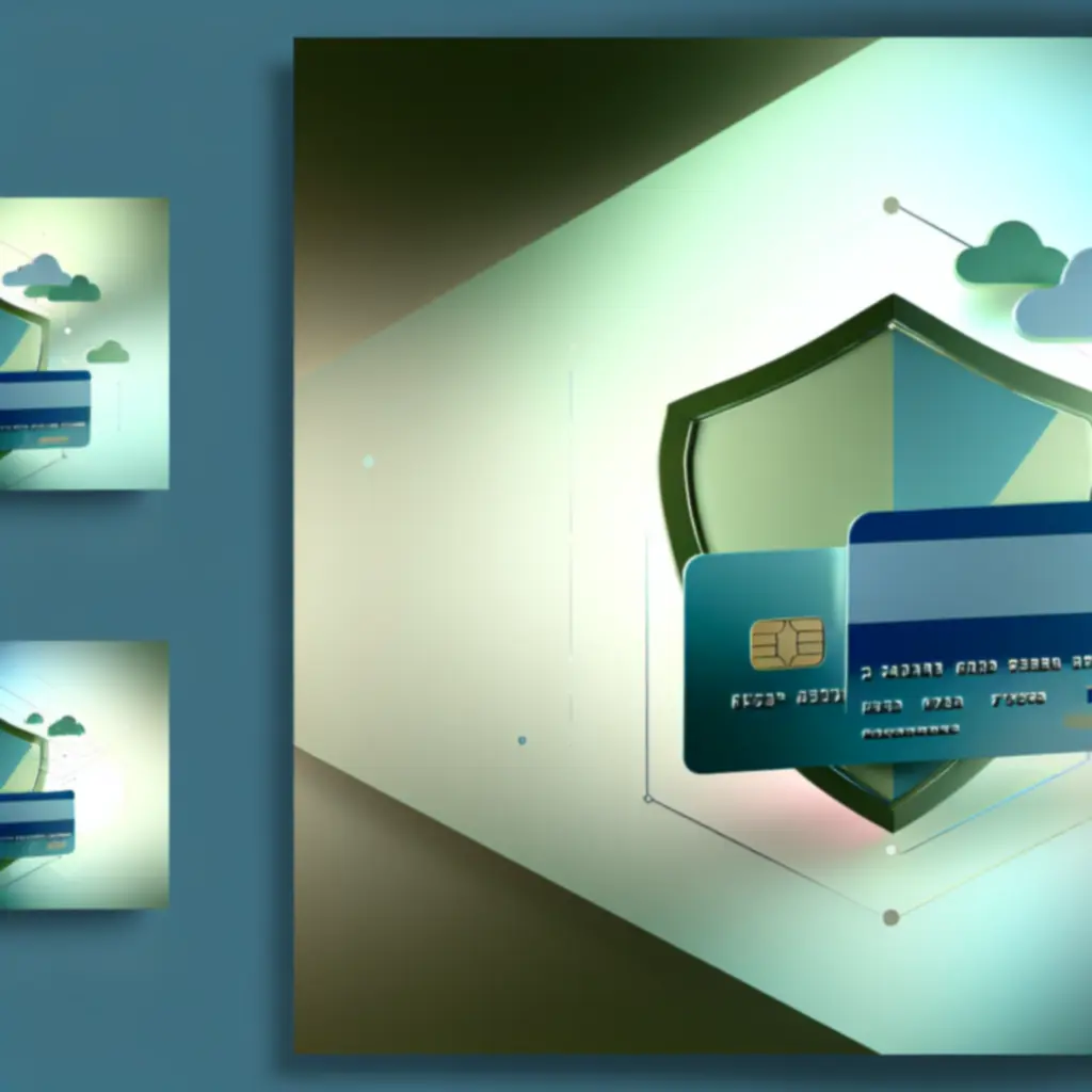 Secure online payment illustration with shield and card