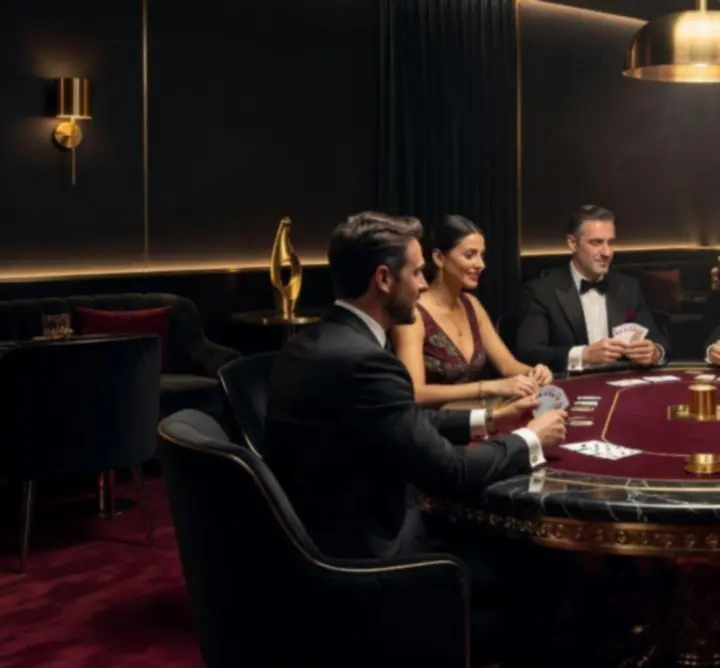 Elegáns pókerasztal luxus kaszinó hangulatú rendezvényen