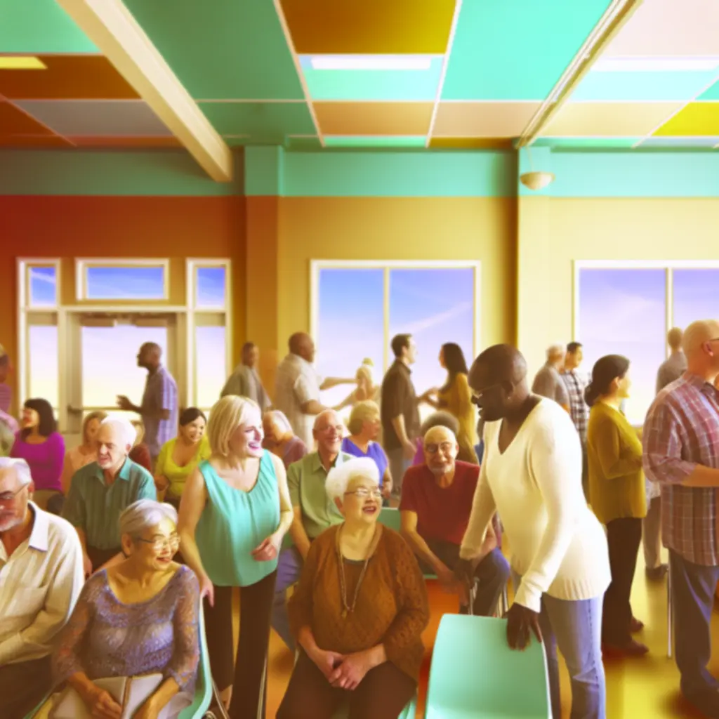 A group of winners smiling and sharing tips at a community meetup